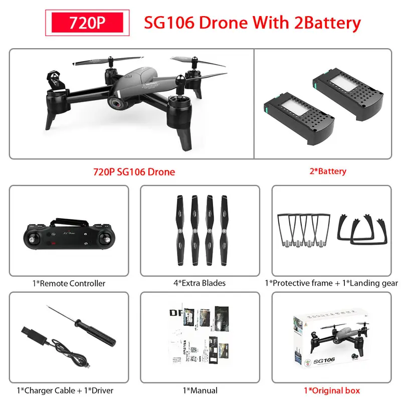 Sg106 Wifi Fpv Rc Drone With 720P Or 1080P Or 4K Hd Dual Camera Optical Flow Aerial Video Rc Quadcopter For Toys Kid Rc Dron 17