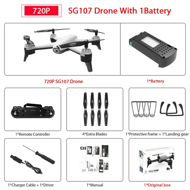 Sg106 Wifi Fpv Rc Drone With 720P Or 1080P Or 4K Hd Dual Camera Optical Flow Aerial Video Rc Quadcopter For Toys Kid Rc Dron 7