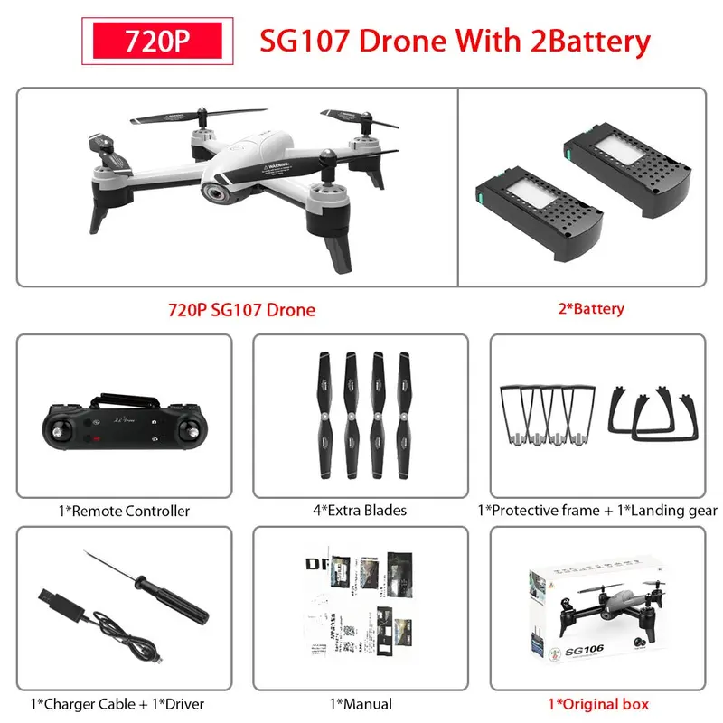 Sg106 Wifi Fpv Rc Drone With 720P Or 1080P Or 4K Hd Dual Camera Optical Flow Aerial Video Rc Quadcopter For Toys Kid Rc Dron 8