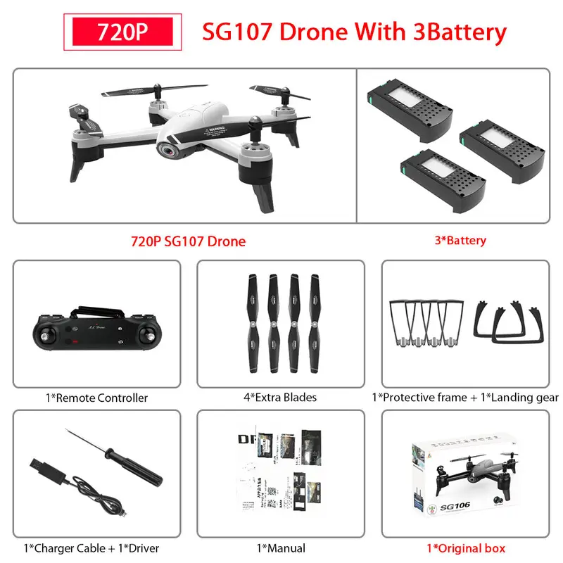 Sg106 Wifi Fpv Rc Drone With 720P Or 1080P Or 4K Hd Dual Camera Optical Flow Aerial Video Rc Quadcopter For Toys Kid Rc Dron 9