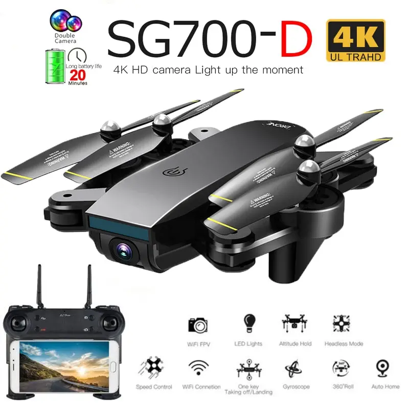 Sg700-D Professional Foldable Drone With Dual Camera 1080P 720P 4K Selfie Wifi Fpv Optical Flow Rc Quadcopter Helicopter Xs809s 1