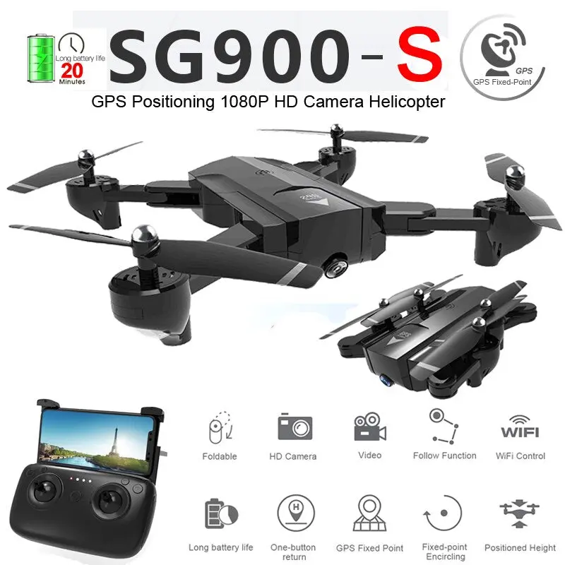 Sg900-S Sg900s Gps Foldable Profissional Drone With Camera 1080P Hd Selfie Wifi Fpv Wide Angle Rc Quadcopter Helicopter Toys F11 1