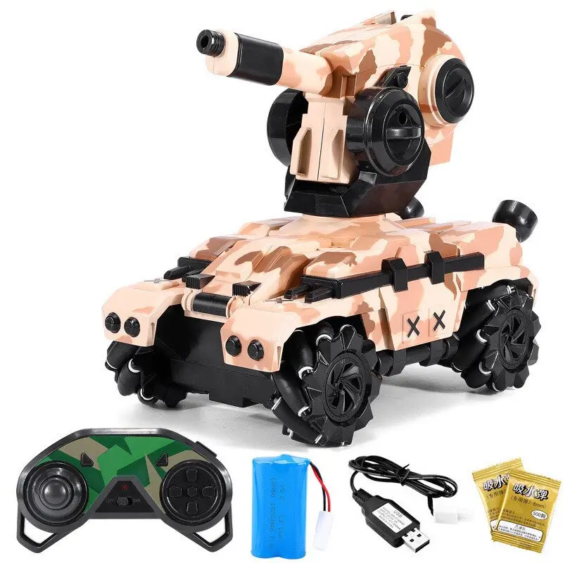 Sharefunbay Rc Tank 2.4G 4Wd Can Fire Water Bombs Rc Tank Drift Horizontal Movement 360 ° Rotating Rc Toy 1