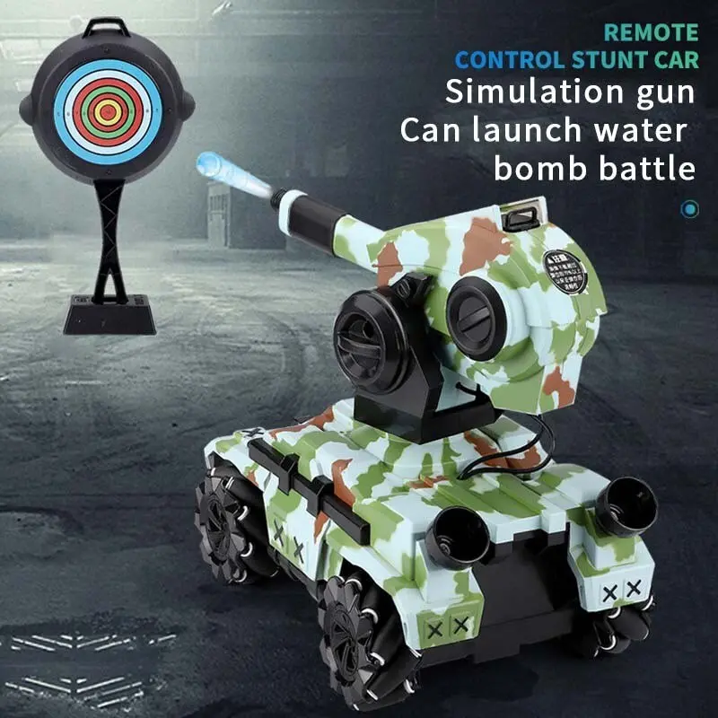 Sharefunbay Rc Tank 2.4G 4Wd Can Fire Water Bombs Rc Tank Drift Horizontal Movement 360 ° Rotating Rc Toy 2
