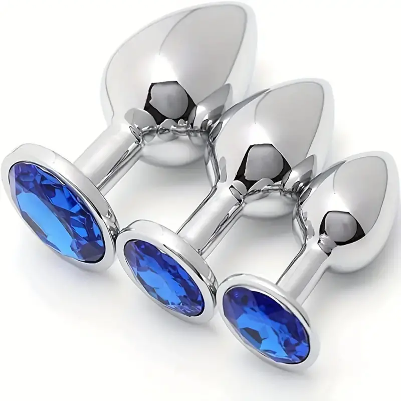 Silver Colored Gem 3Pcs Anal Plug Set. 1
