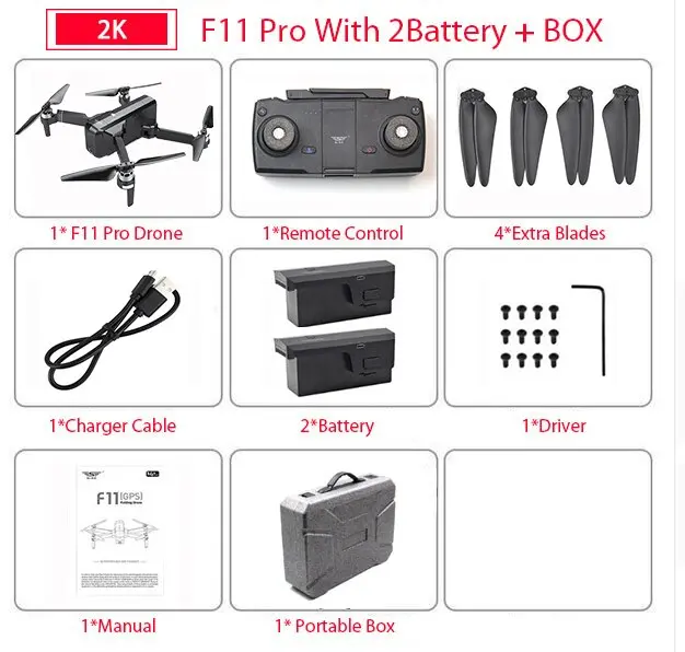 Sjrc F11 Pro Gps Drone With Wifi Fpv 1080P/2K Hd Camera F11 Brushless Quadcopter 25 Minutes Flight Time Foldable Dron Vs Sg906 24