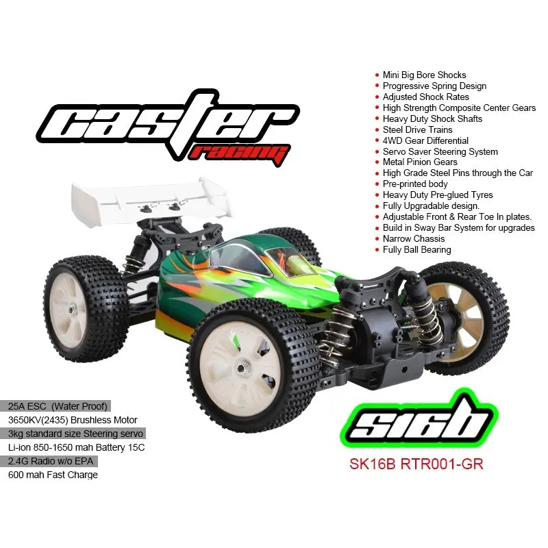 Sk16b Rtr001-Gr 1/16 Ep Off Road Buggy 4Wd - Rtr Brushless System 1