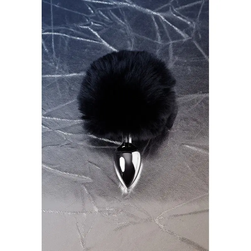 Small Metal Anal Plug W Silver Black Tail. 1