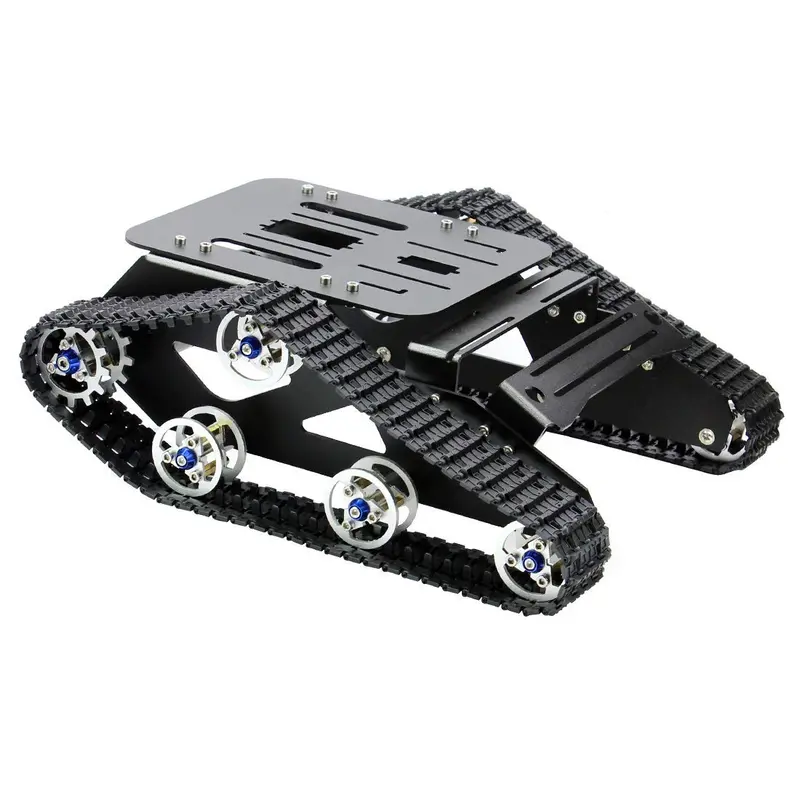 Smart Car Platform Tracked Robot Metal Aluminium Tank Chassis With Powerful Dual Dc 12V Motor For Diy Stem Education Assembled 1