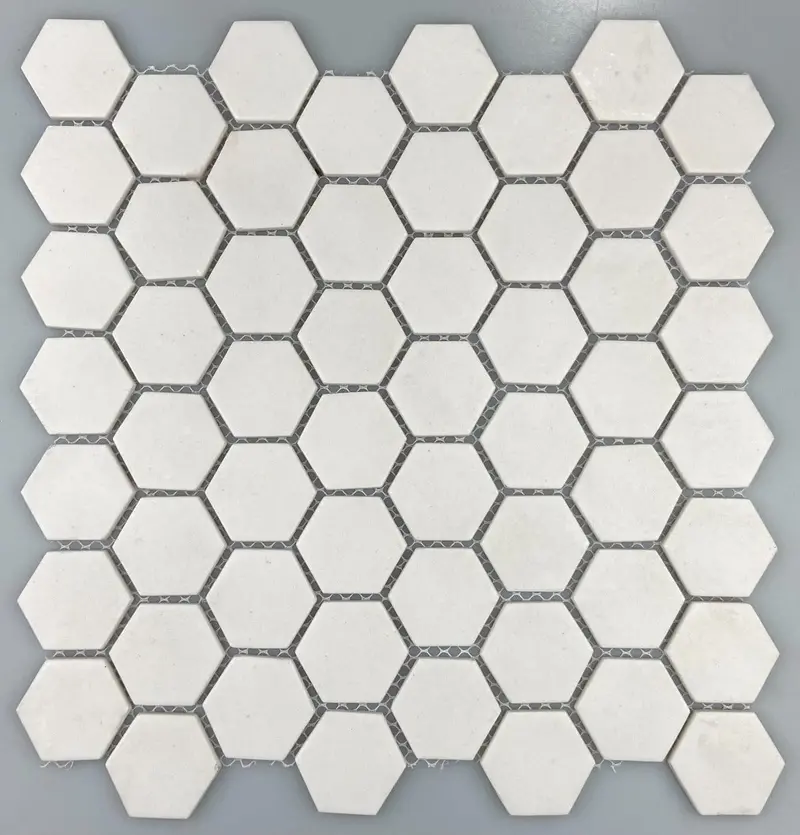 Snow White Hexagon Mosaic Glass Tile 12"X12 1