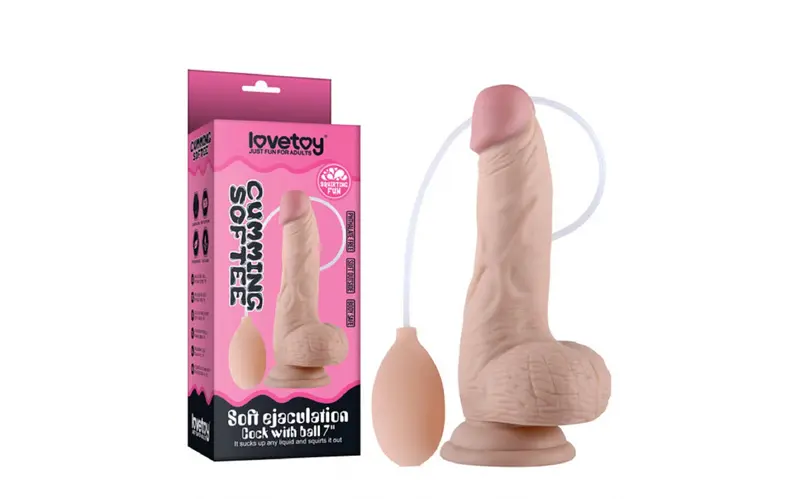 Soft Ejaculation Cock With Ball 8In - Flesh. 1