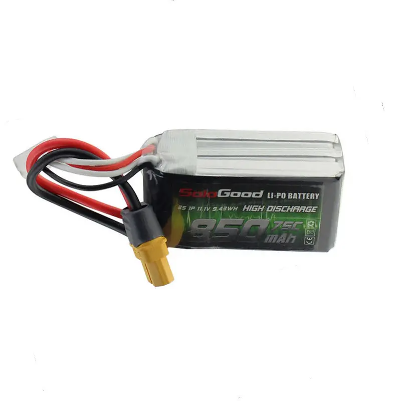 Sologood 11.1V 850Mah 75C 3S Xt60 Plug Lipo Battery For Rc Racing Car Model Parts 1