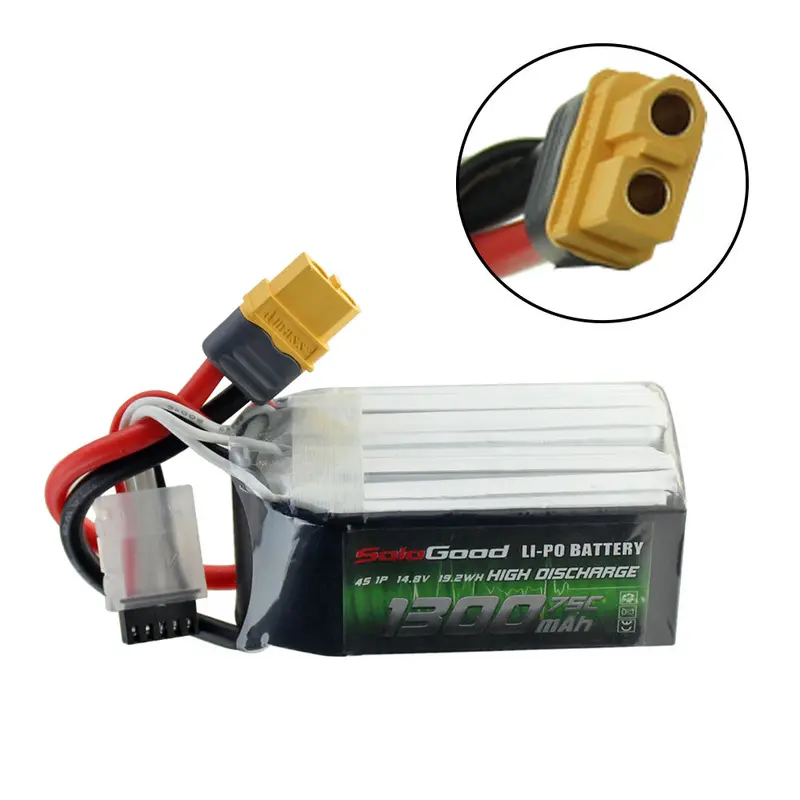 Sologood 14.8V 1300Mah 75C 4S Xt60 Plug Lipo Battery For Rc Racing Car Model Parts 1