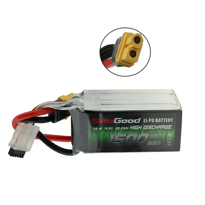 Sologood 14.8V 1500Mah 75C 4S Xt60 Plug Lipo Battery For Rc Racing Car Model Parts 1