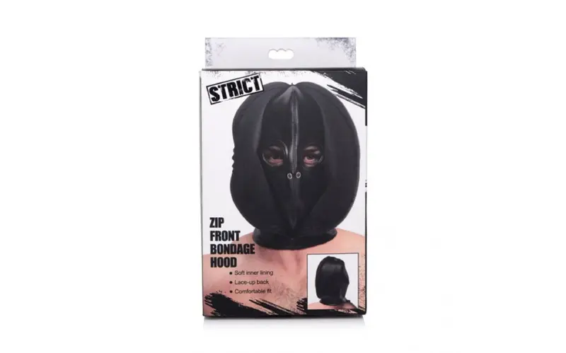 Strict Zip Front Bondage Hood Black. 1