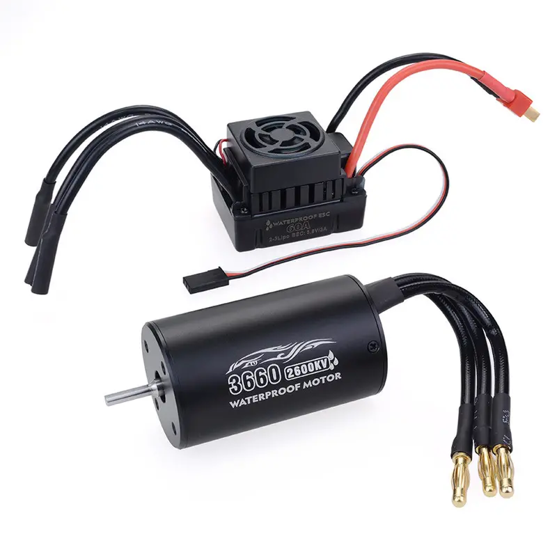 Surpass Hobby 3660 Waterproof 4Pole￠3.175Mm Unsensed Brushless Rc Car Motor+60A Esc For 1/8/10 Vehicle Models 1