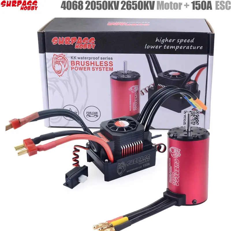 Surpass Hobby Kk Waterproof Combo 4068 2050Kv 2650Kv Brushless Motor W/120A 150A Brushless Esc For 1/8 Rc Drift Racing Car 1