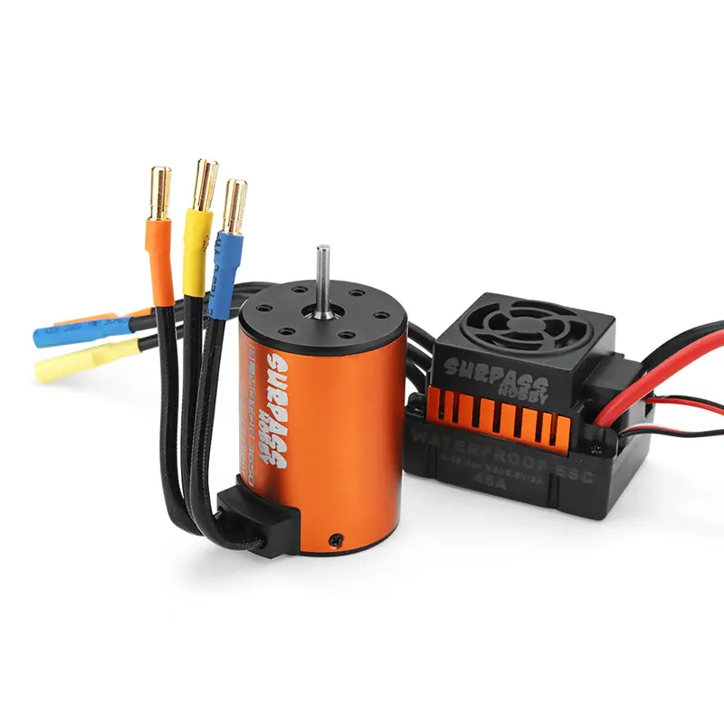 Surpass Hobby Waterproof 3650 3100Kv Brushless Motor +45A Esc Combo Set For 1/10 Rc Car Parts 1