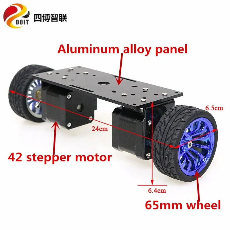 Szdoit 2Wd Metal Balance Smart Car Chassis 2-Wheel Aluminum Alloy Robot Frame 65Mm/85Mm/130Mm Wheel 42 Stepper Motor Diy Toy 1