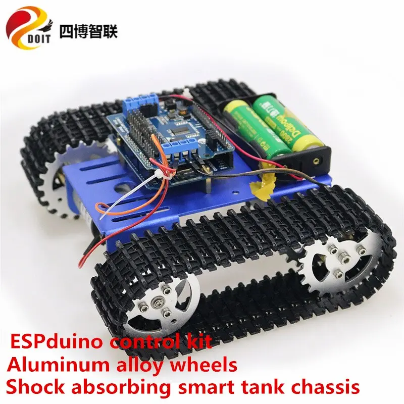 Szdoit Espduino Wifi Control T101 Metal Crawler Rc Robot Tank Chassis Kit 33Gb-520 Dc Motor Diy For Arduino Education Toy 1
