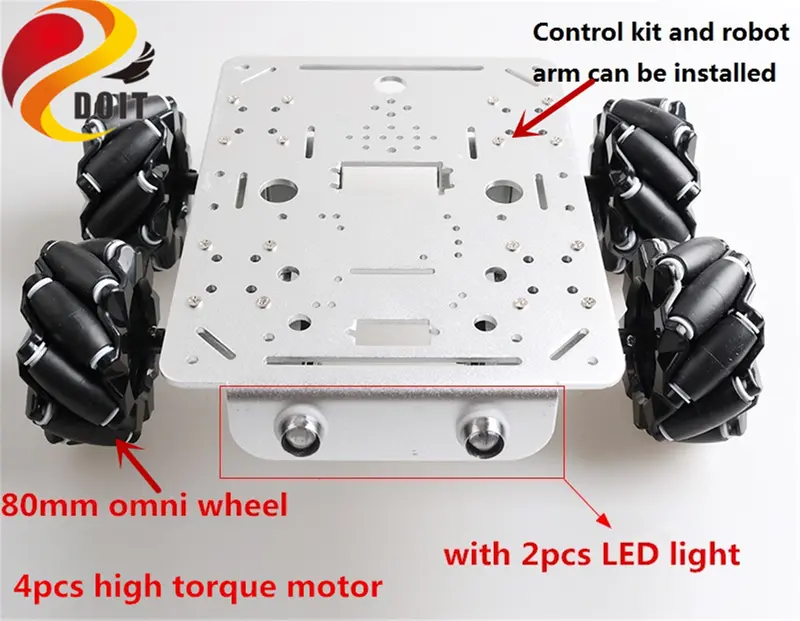 Szdoit Omni Wheel 4Wd Metal Robot Tank Chassis Kit 80Mm Mcnarm Wheeled Chassis Chassis Dc Motor With Encoder Diy For Ros/Drift 1