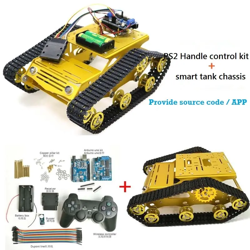 Szdoit Ps2 Gamepad Handle Control Metal Rc Crawler Robot Tank Chassis Kit 2Pcs 12V Dc Motor Diy For Arduino Shock Absorbing Toy 1