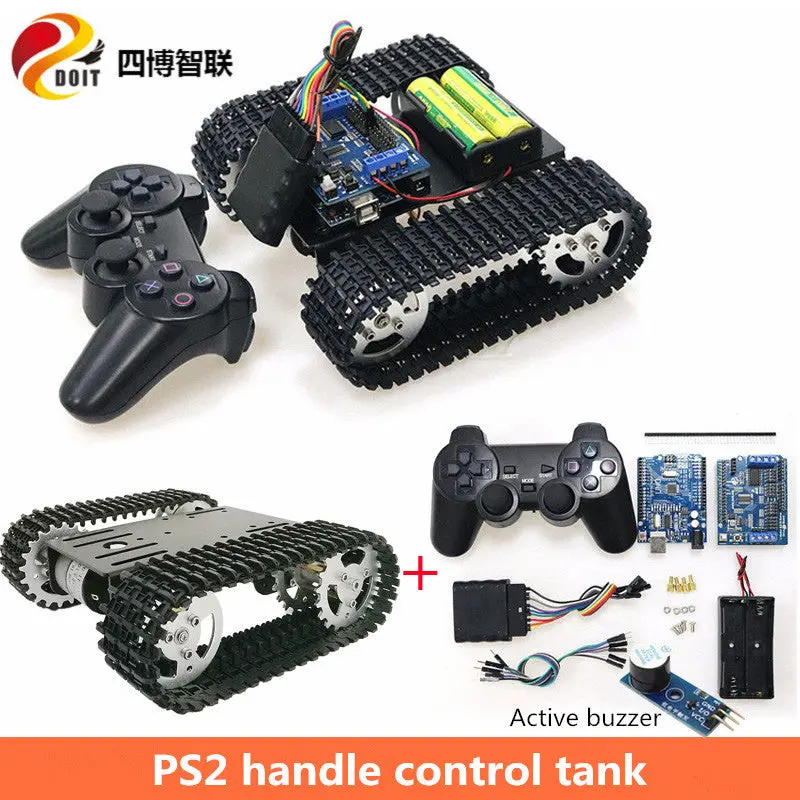 Szdoit Ps2 Gamepad Handle Control T101 Smart Rc Robot Tank Chassis Kit Tracked Crawler Vehicle 33Gb-520 Motor Diy For Arduino 1