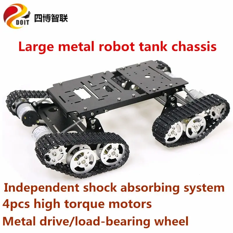 Szdoit Ts400 Large Metal 4Wd Robot Tank Chassis Kit Tracked Crawler Shock Absorbing Robotic Education Heavy Load Diy For Arduino 1