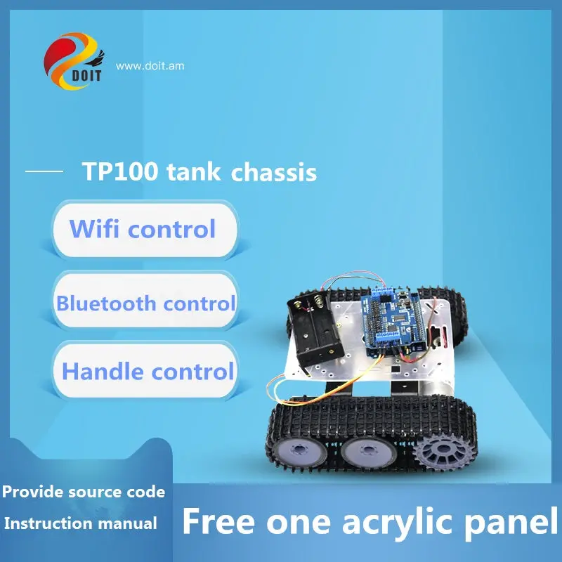 Szdoit Wifi/Bluetooth/Handle Control Metal Mini Tp100 Smart Tracked Rc Tank Chassis Kit Motors Diy For Arduino Espduino Control 1