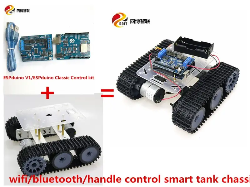 Szdoit Wifi/Bluetooth/Handle Control Metal Mini Tp100 Smart Tracked Rc Tank Chassis Kit Motors Diy For Arduino Espduino Control 2