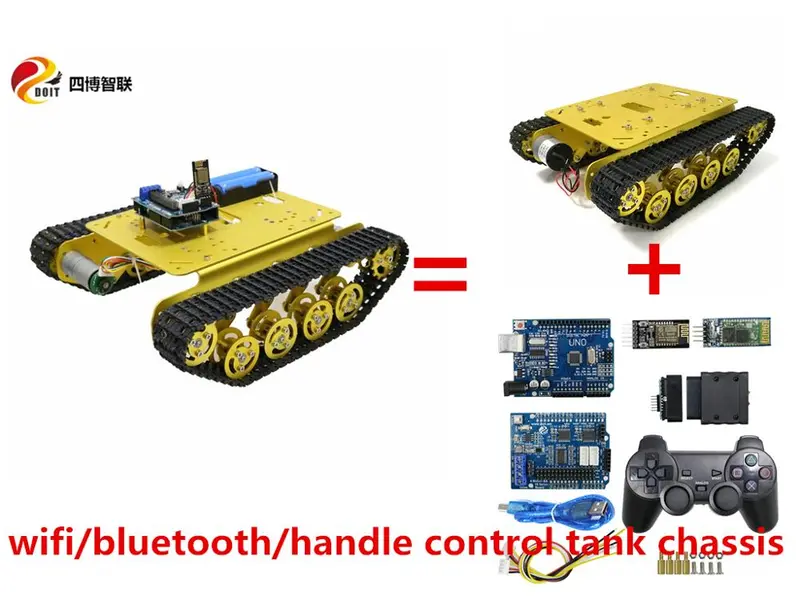 Szdoit Wifi/Bluetooth/Handle Control Ts100 Metal 2Wd Tracked Tank Chassis Kit Rc Robot Platform With 9V Motors For Arduino 1