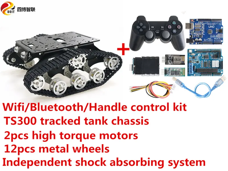 Szdoit Wifi/Bluetooth/Handle Control Ts300 Metal Crawler Rc Robot Tank Chassis Kit 9V/12V Motor Diy For Arduino Unassembled Toy 1