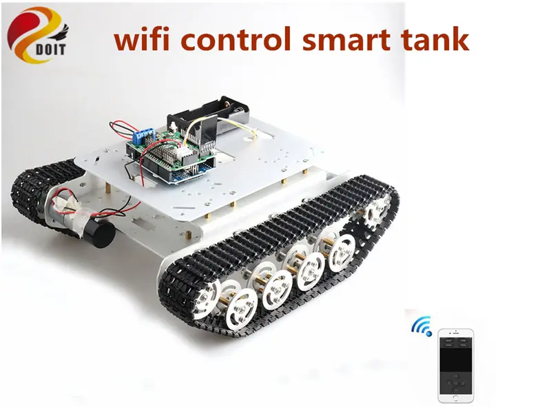 Szdoit Wifi/Bluetooth/Handle Control Tsd100 Intelligent Double-Deck Metal Tank Chassis Kit Rc Tracked Robot Diy For Arduino 1