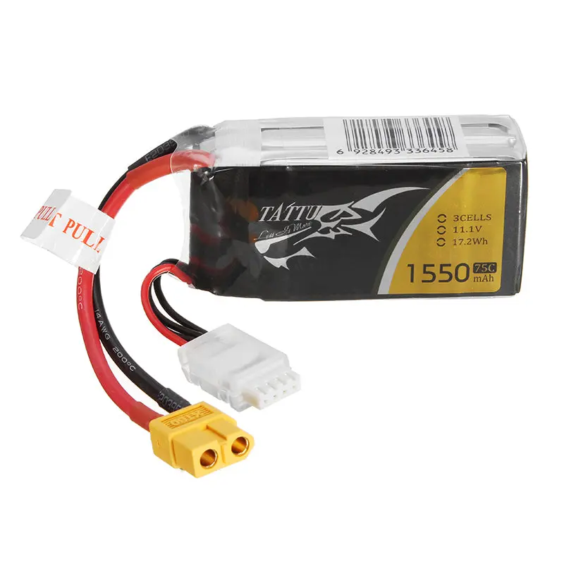 Tattu 11.1V 1550Mah 75C 17.2Wh 3S Xt60 Plug Lipo Battery For Fpv Rc Drone 1