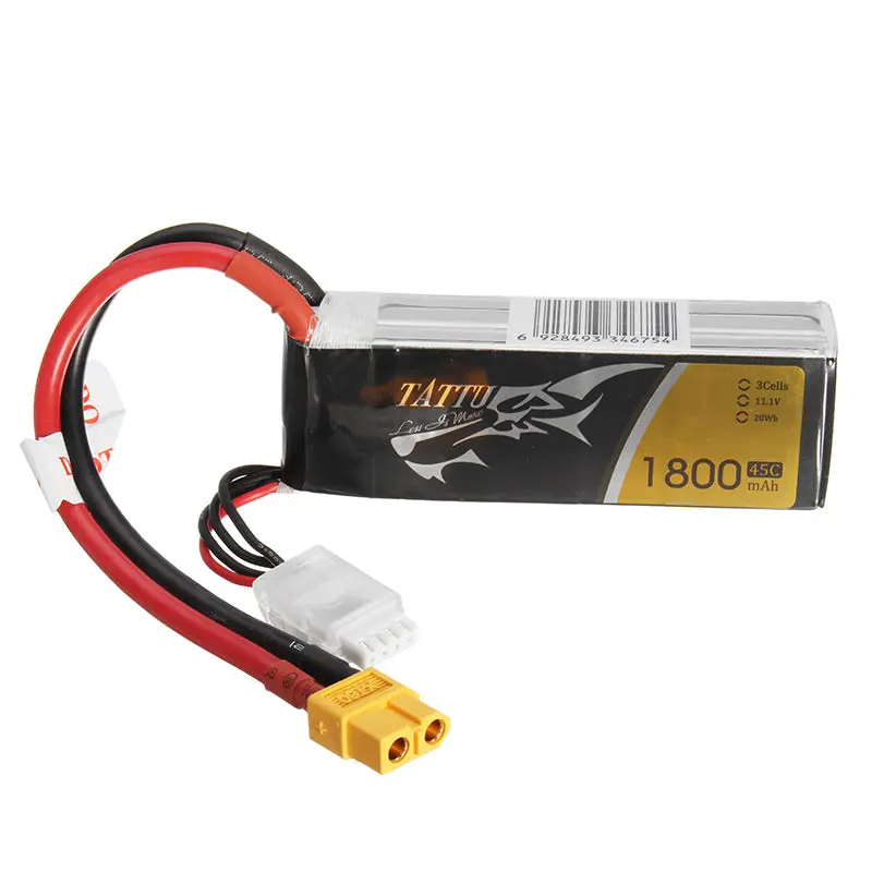 Tattu 11.1V 1800Mah 45C 20Wh 3S Xt60 Plug Lipo Battery For Fpv Rc Drone 1