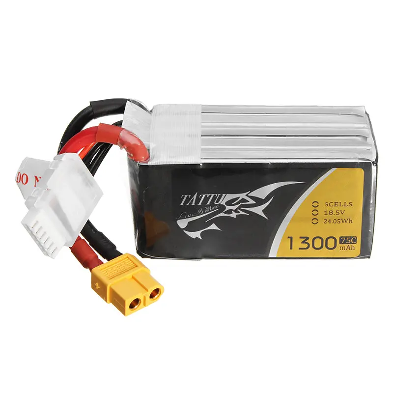 Tattu 18.5V 1300Mah 75C 24.05Wh 5S Xt60 Plug Lipo Battery For Fpv Rc Drone 1