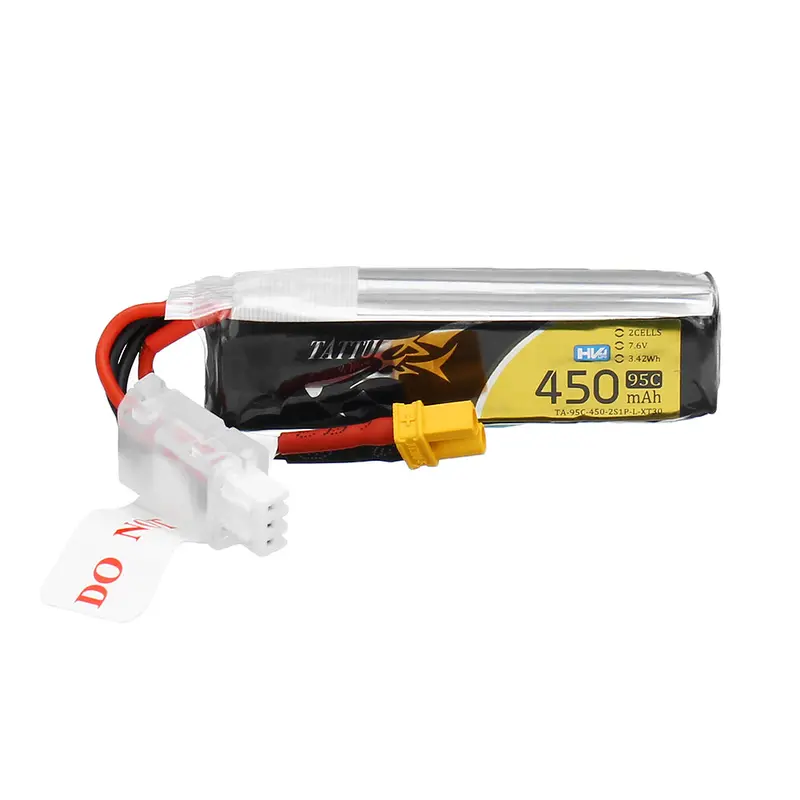 Tattu 7.6V 450Mah 95C 2S Hv 4.35V Lipo Battery Pack Xt30 Plug For Eachine Betafpv Drone Fpv Racing Drone 1