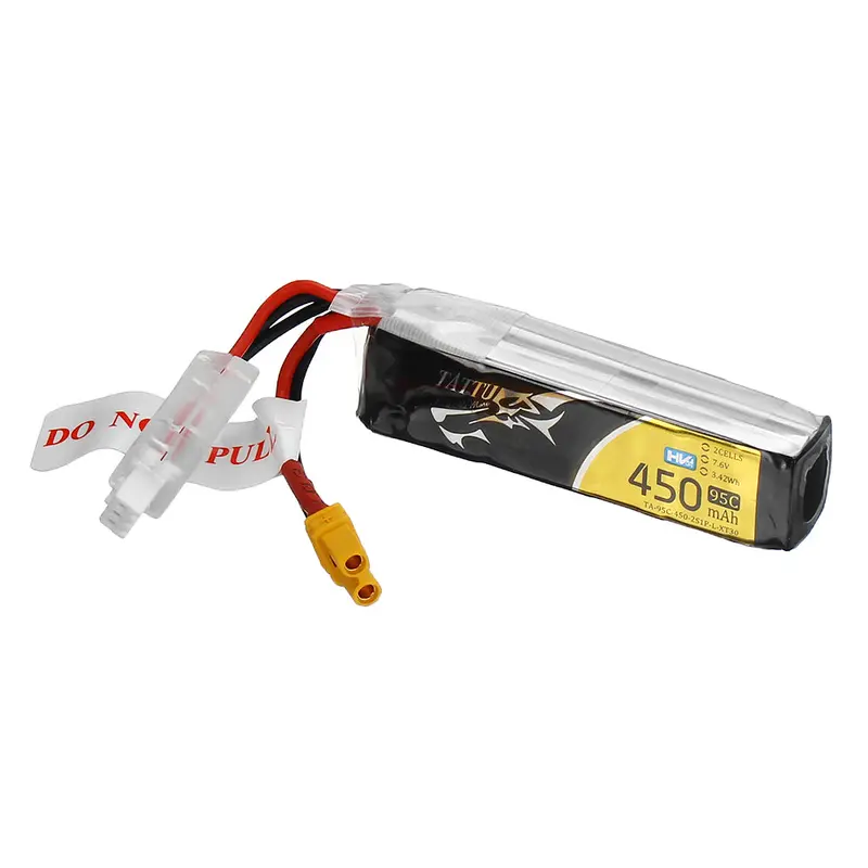 Tattu 7.6V 450Mah 95C 2S Hv 4.35V Lipo Battery Pack Xt30 Plug For Eachine Betafpv Drone Fpv Racing Drone 2