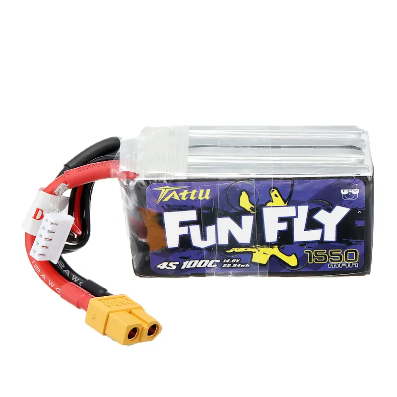 Tattu Funfly 14.8V 1550Mah 100C 4S Xt60 Plug Lipo Battery For Emax Hawk 5 Fpv Racing Drone 1