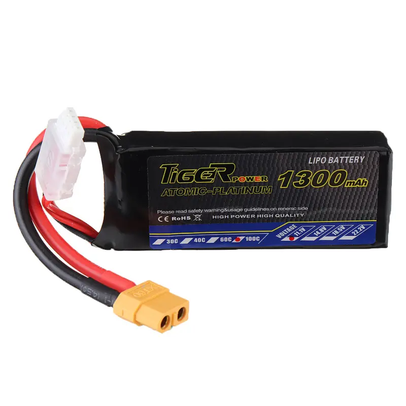 Tiger Power 11.1V 1300Mah 100C 3S Lipo Battery Xt60 Plug For Fpv Rc Drone 1