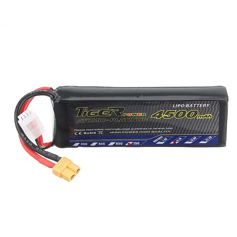 Tiger Power 11.1V 4500Mah 75C 3S Lipo Battery Xt60 Plug For Rc Racing Drone Rc Car 1