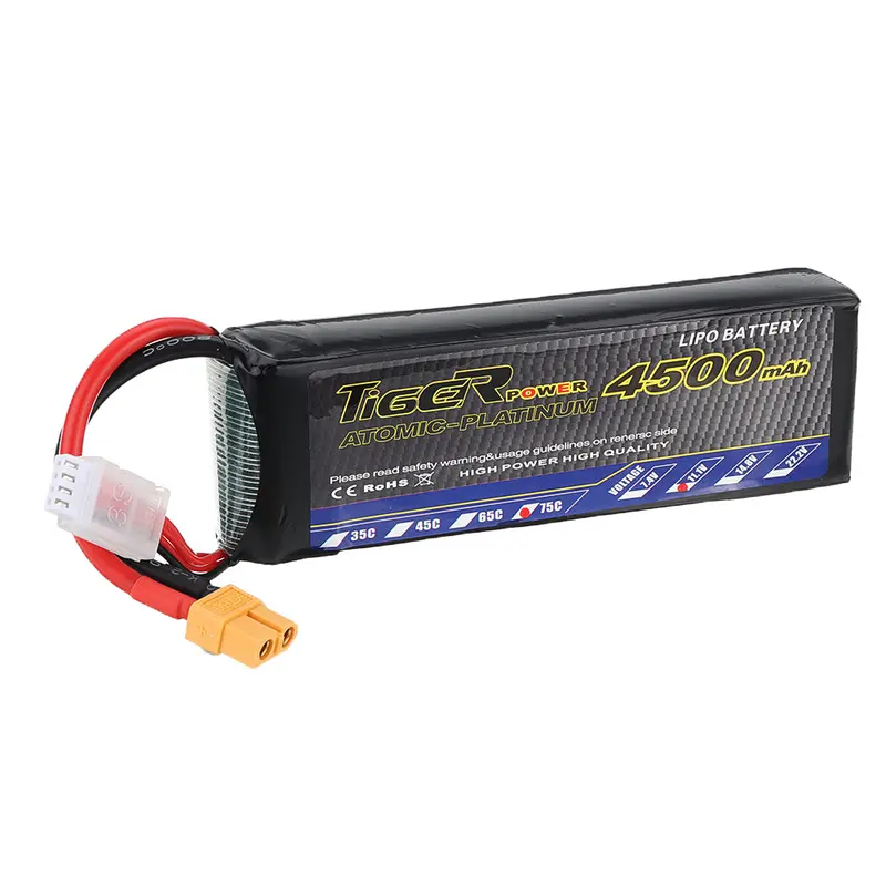 Tiger Power 11.1V 4500Mah 75C 3S Lipo Battery Xt60 Plug For Rc Racing Drone Rc Car 2