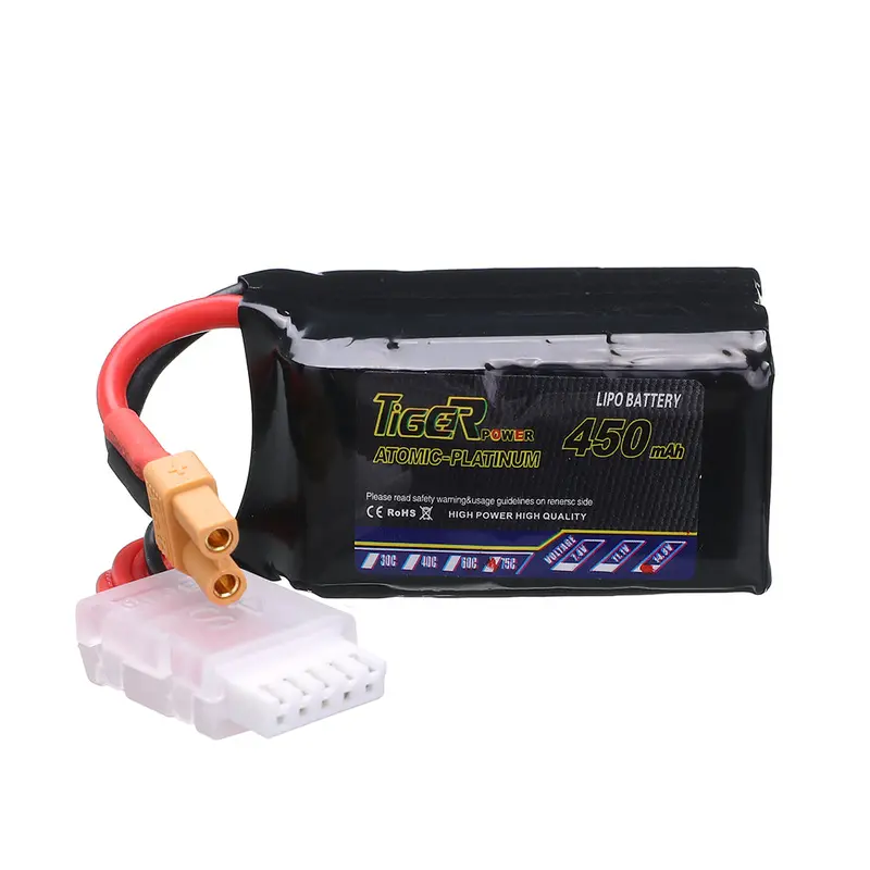 Tiger Power 14.8V 450Mah 75C 4S Lipo Battery Xt30 Plug For Rc Drone 1