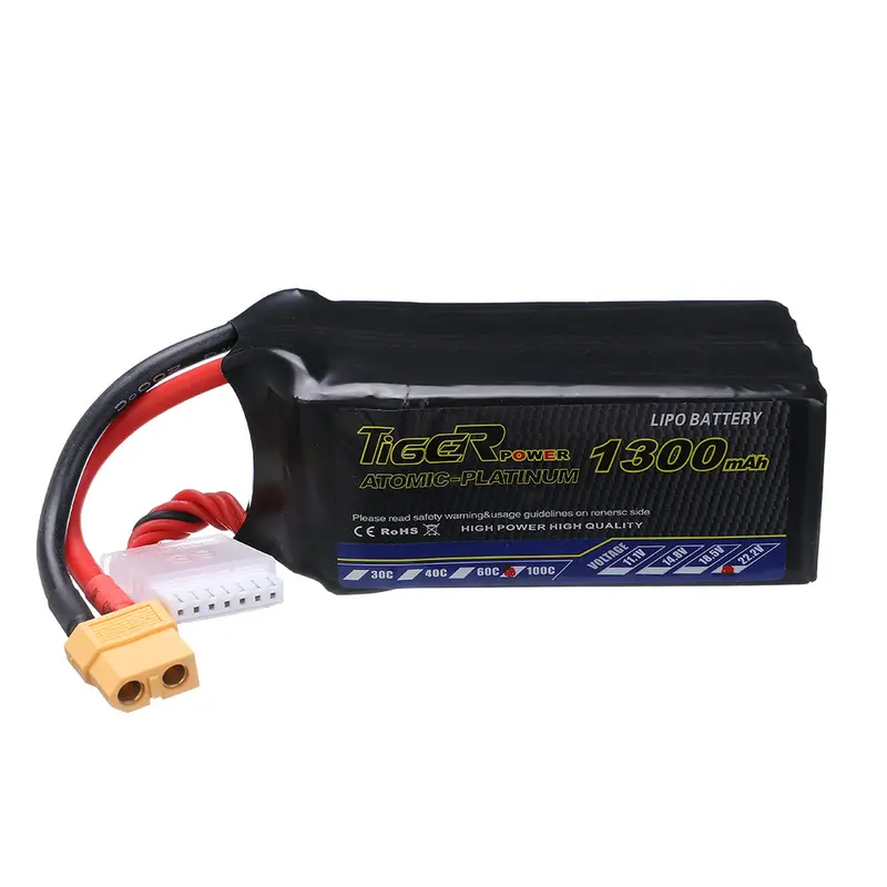 Tiger Power 22.2V 1300Mah 100C 6S Lipo Battery Xt60 Plug For Turbobee 120Rs Fpv Rc Drone 1
