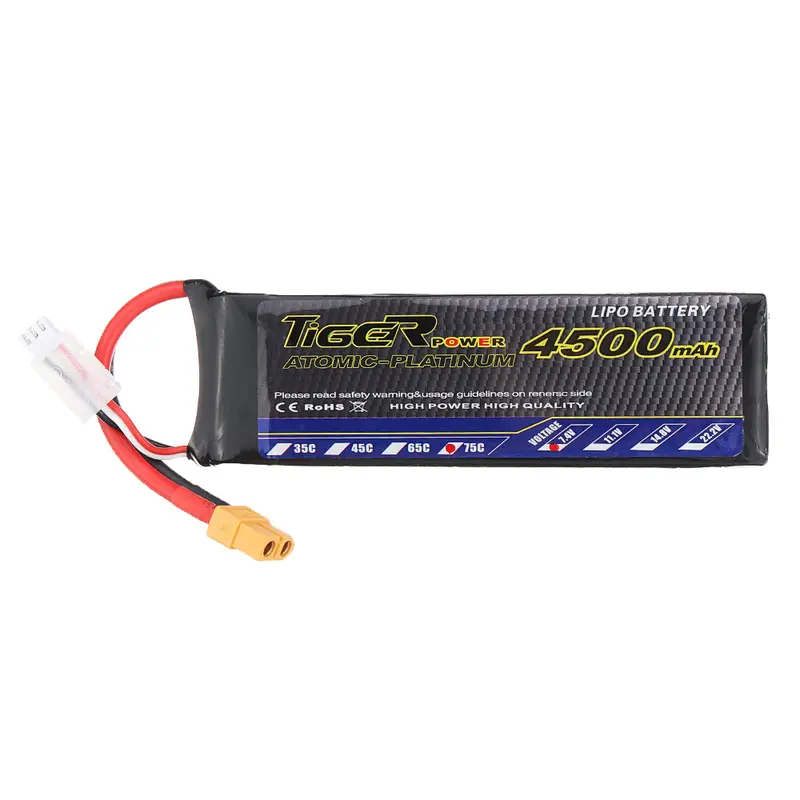 Tiger Power 7.4V 4500Mah 75C 2S Lipo Battery Xt60 Plug For Rc Racing Drone Rc Car 1