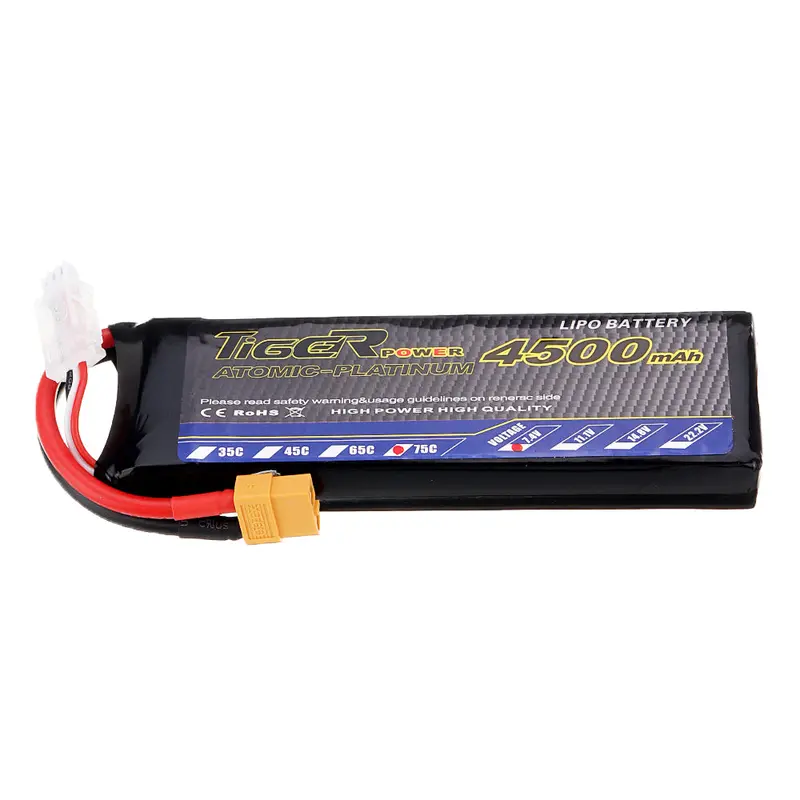 Tiger Power 7.4V 4500Mah 75C 2S Lipo Battery Xt60 Plug For Rc Racing Drone Rc Car 2