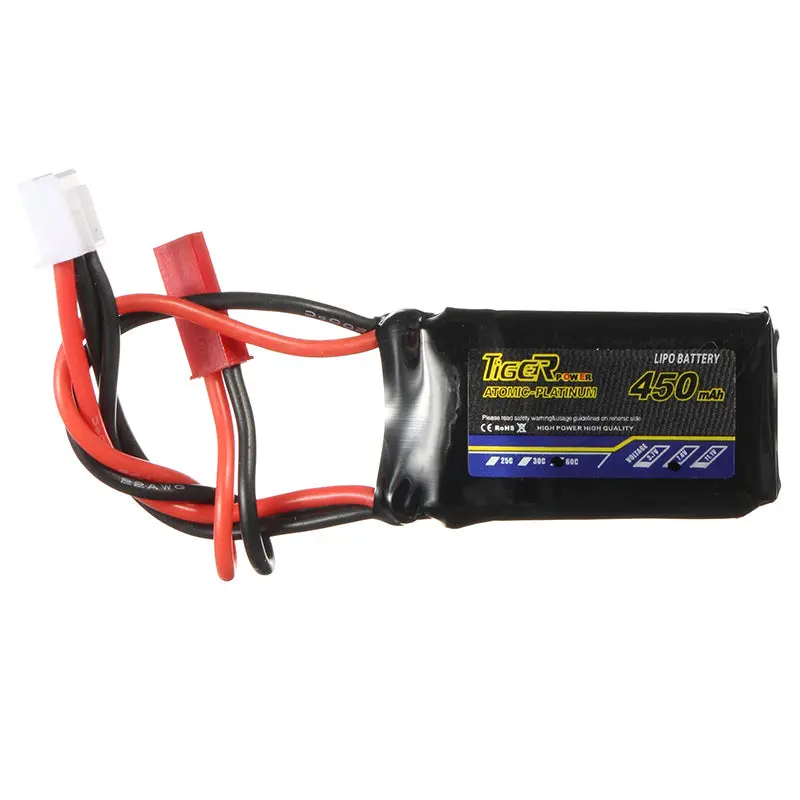 Tiger Power 7.4V 450Mah 60C 2S Lipo Battery Jst Plug 1