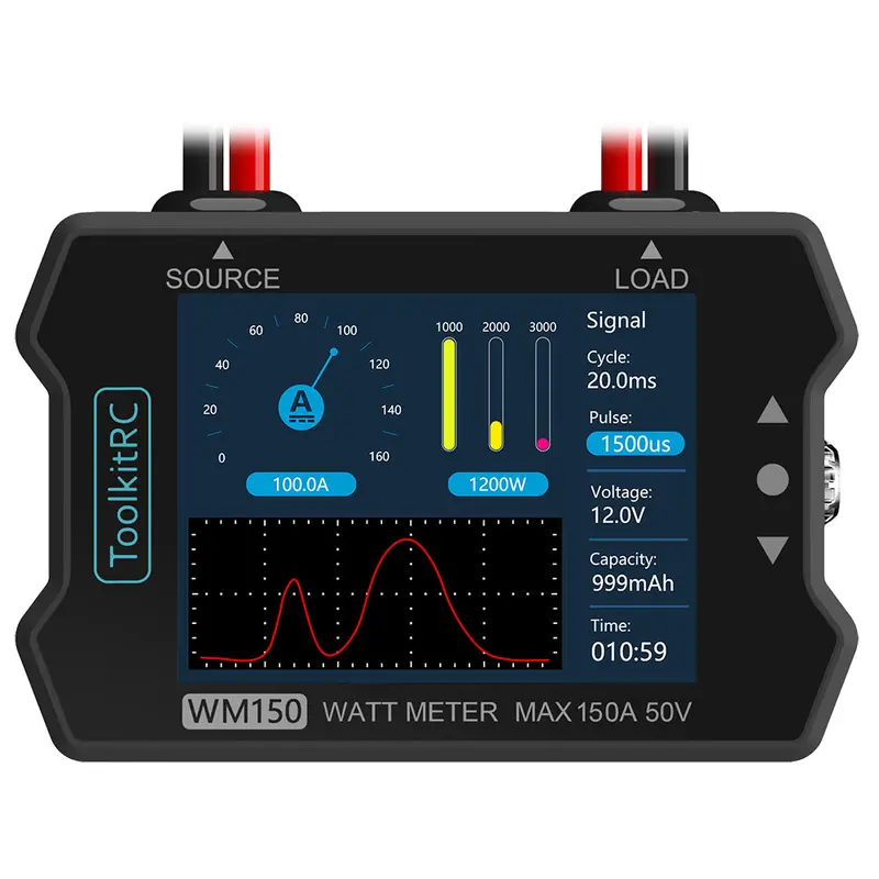 Toolkitrc Wm150 150A 50V Watt Meter Power Analyzer Lcd Display Power Voltage Current Tester Pwm Output 1