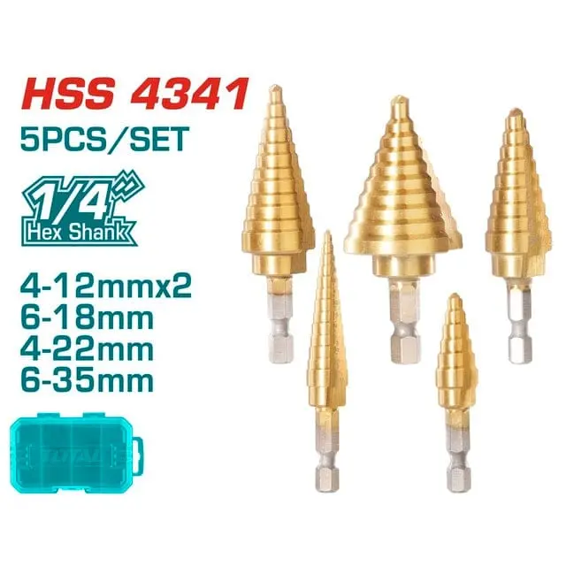 Total 1/4" Step Drill Bit Set (Tacsd2051) 1