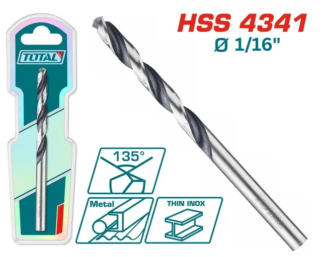 Total 4341 Hss Drill Bit 1/16" 2Pcs 1